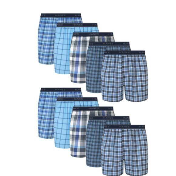 Hanes Men's Moisture-Wicking Boxer Underwear Pack, Cotton Blend, 10-Pack - Picture 1 of 3